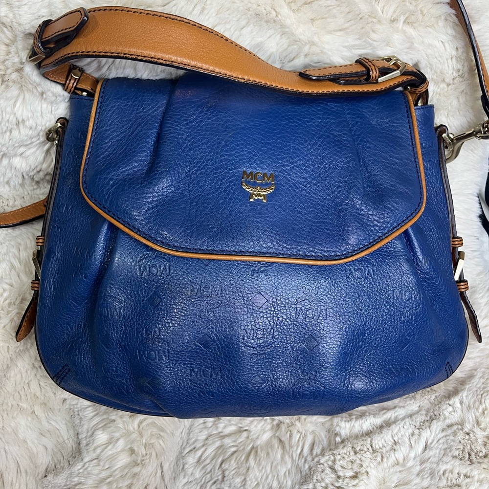 MCM Blue Leather Shoulder Bag